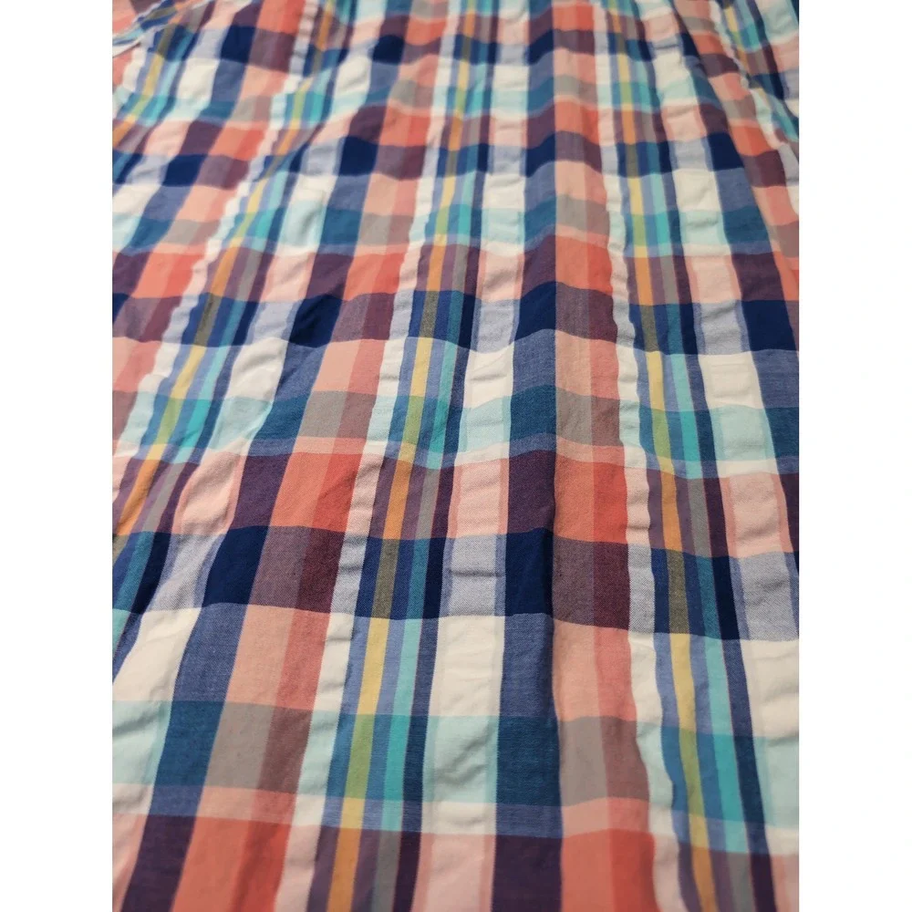 LL Bean Mens XL Short Sleeve Plaid Button Down Shirt Organic Cotton Multi-Color - Picture 6 of 6